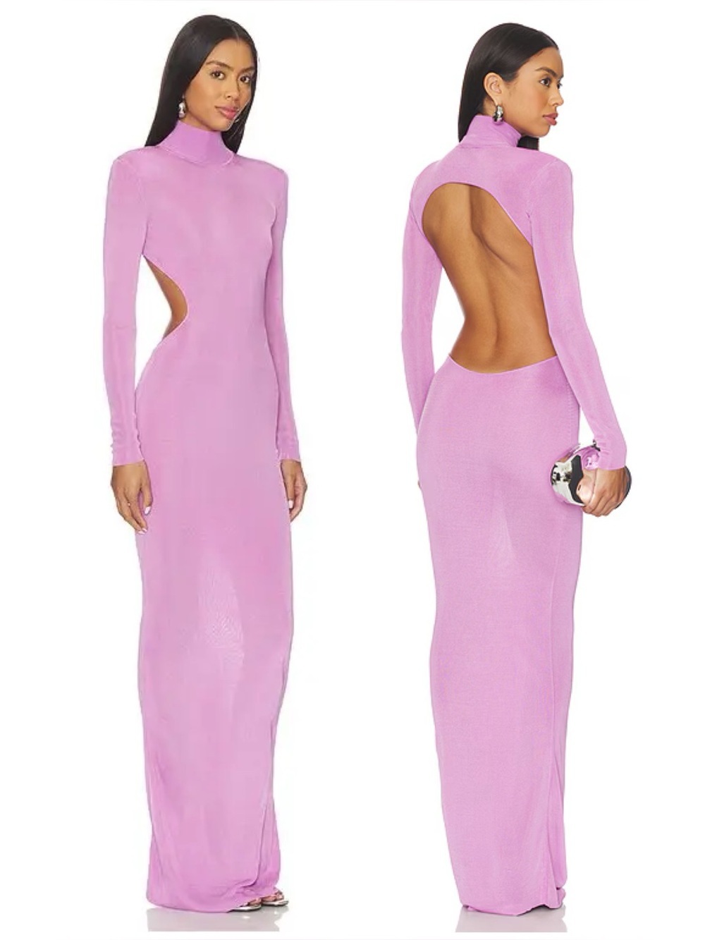 Self-Portrait Pink Viscose Knit Maxi Dress Size S